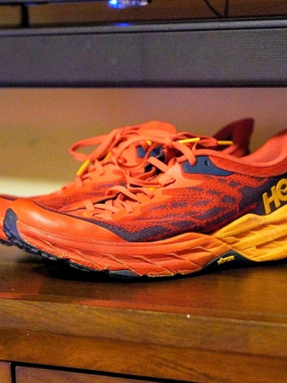 HOKA Speedgoat 5 Orange & Yellow Athletic Shoes size 11.5